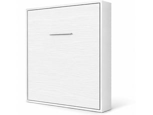 Lit escamotable vertical kola – seulement 34,5cm de profondeur, le confort d’un vrai lit-90x200-cadre blanc-façade chêne blanc