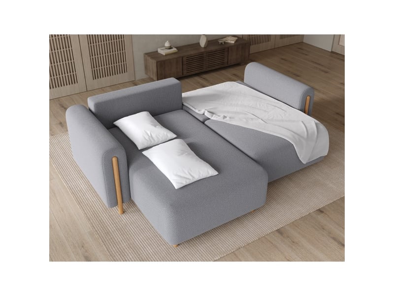 Canapé d'angle convertible arvessa gris foncé tissu nid d'abeille – angle gauche - Conforama D