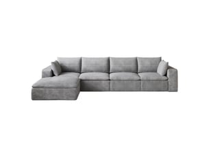 Canapé d'angle 5 places 340x160 cm - mousse haute élasticité - velours côtelé - sans montage - salon - gris