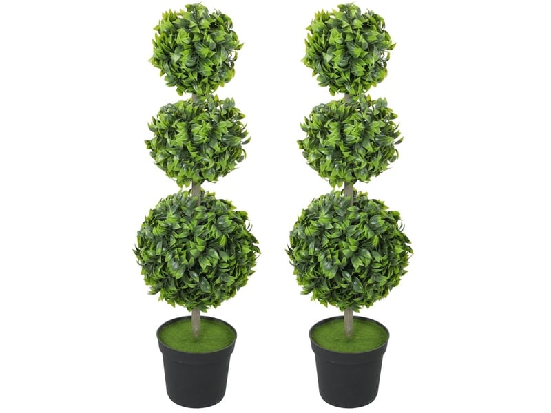 Arbres artificiels en pot 100 cm – vert – lot de 2, feuillage résistant aux uv pour intérieur et extérieur  - Conforama A