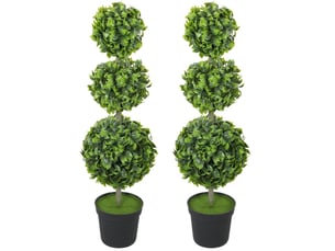 Arbres artificiels en pot 100 cm – vert – lot de 2, feuillage résistant aux uv pour intérieur et extérieur