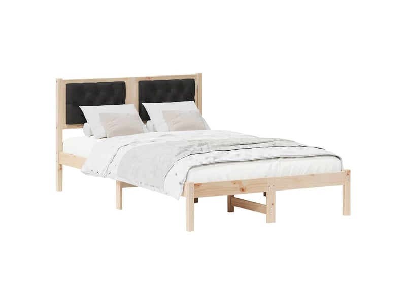  Lit double- lit adulte -  cadre de lit avec tête de lit noir 135 x 190 cm pin massif  - Conforama B