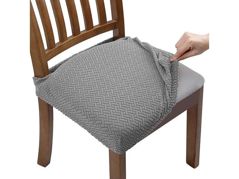  Lot de 4 housses de siège élastiques gaufrées jacquard lavables gris clair, amovibles et lavables, adaptées aux restaurants, cuisines, bureaux XLH-ZLS-009209ZLS - Conforama A