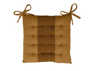 Dessus de chaise capitonné en coton 40x40x5 cm natalia ocre, par soleil d'ocre