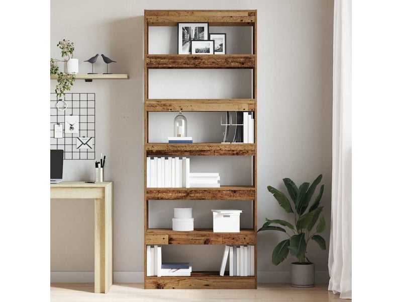  Bibliothèque 6 niveaux, armoire à livres 80 x 30 x 198 cm bois d'ingénierie shl6028  - Conforama D