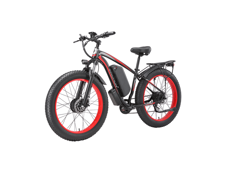  Vélo électrique double moteur sinohon x26, fat bike 26 po tout-terrain, rouge  - Conforama D