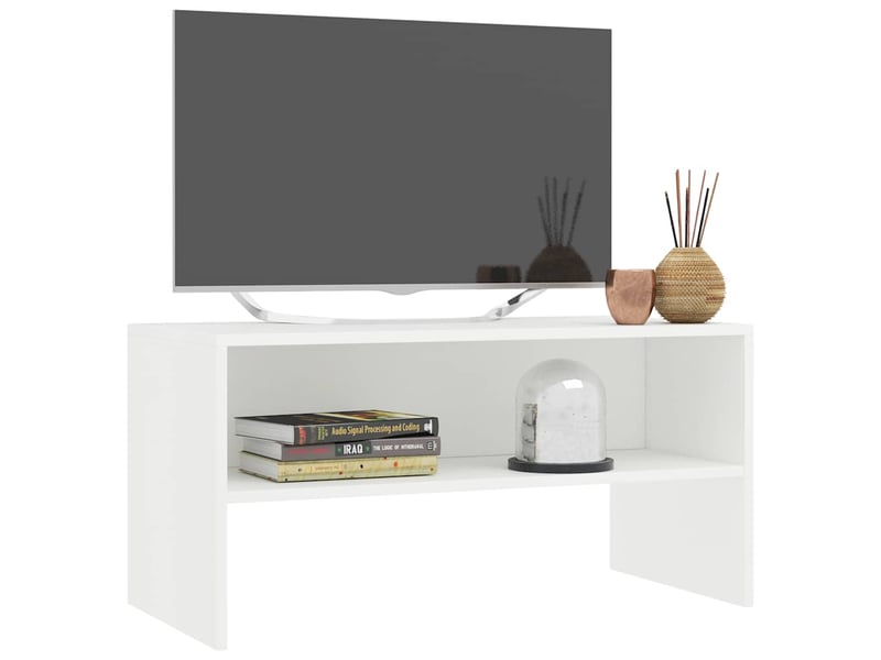  Meuble tv - banc tv - meuble de rangement blanc 80x40x40 cm bois d’ingénierie  - Conforama C