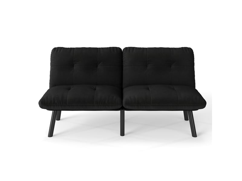  Canapé-lit futon 2 places 160x81x78 cm noir en velours, convertible en lit pour couchage d'appoint  - Conforama D