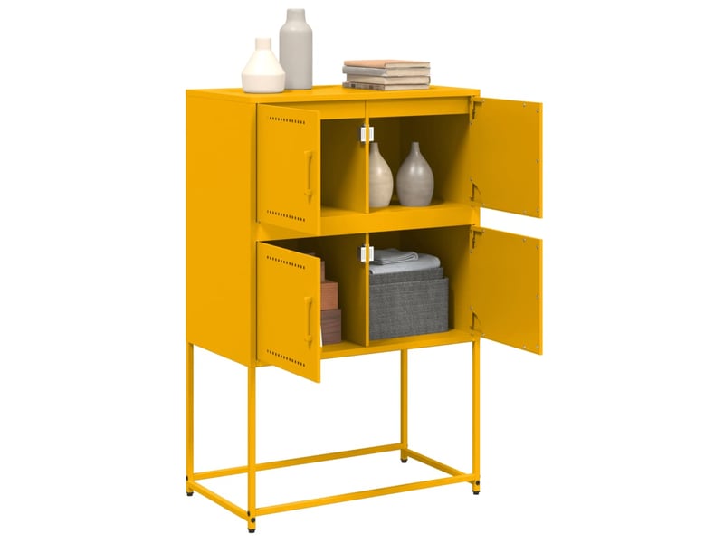  Buffet - bahut - meuble de rangement jaune moutarde 68,5x38,5x107 cm acier  - Conforama E