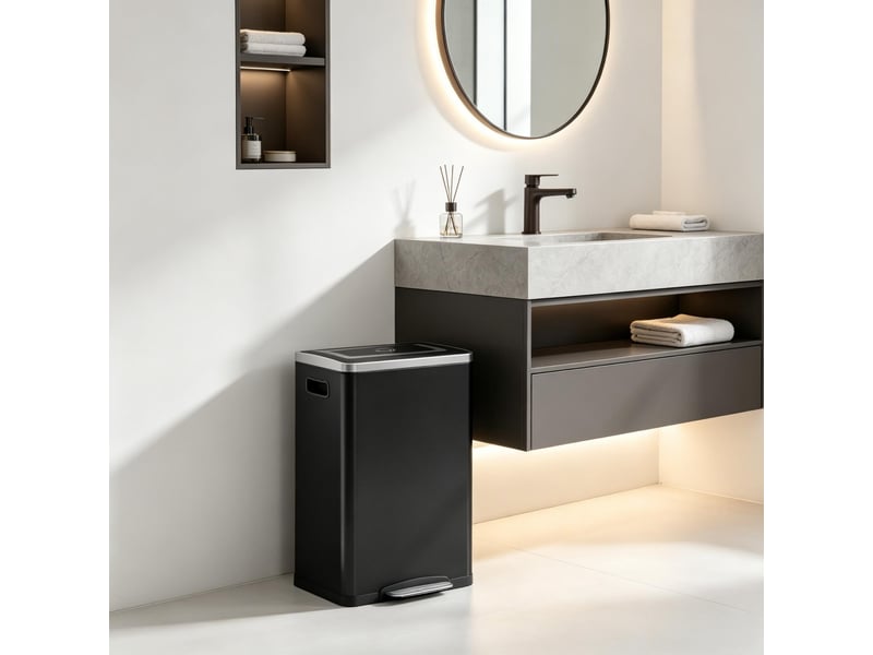  Poubelle tri sélectif - poubelle de cuisine à 2 compartiments, 2 x 20 l, ouverture à pédale, 40 x 34.8 x 59 cm, noir  - Conforama C