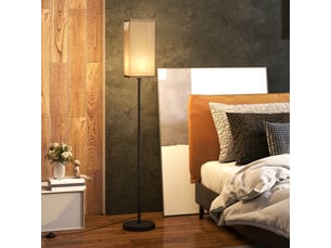 Lampadaire sur pied salon lampe salon sur pied avec abat-jour beige effet lin interrupteur à pied noir 25 x 161,5 cm