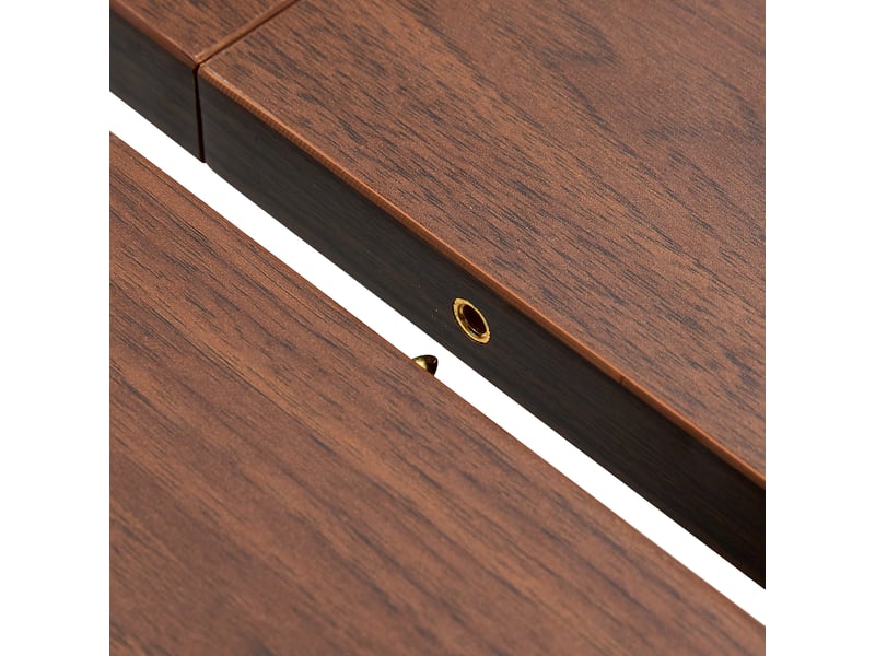 Table à manger extensible ronde à ovale noyer, plateau mdf, pieds métal avec accents dorés, 6 à 8 places - Conforama E