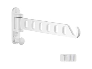 Porte-vêtements mural pliable, rotation à 180°, aluminium massif, blanc, étendoir pour buanderie, crochet de rangement pliable, gain de place