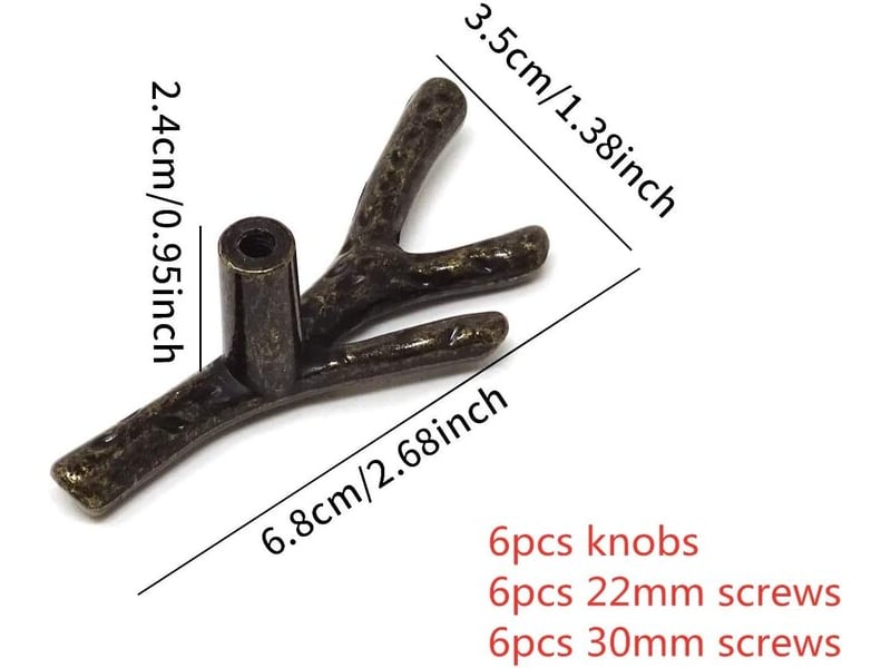  Chiloskit, 6 poignées en forme de clé en alliage de zinc bronze pour portes d'armoires et tiroirs (6 unités en bronze x 1 trou)  - Conforama D