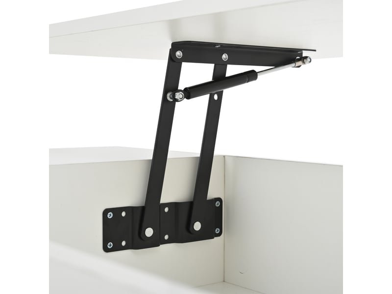  Table basse relevable 100x50x45 cm jusqu'à 59 cm avec led, 2 tiroirs et 2 tabourets, panneau de particules, blanc  - Conforama E