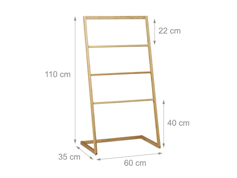  Porte-serviettes sur pieds 4 barres salle de bain séchage rapide design élégant en bambou naturel 13_0007559  - Conforama B