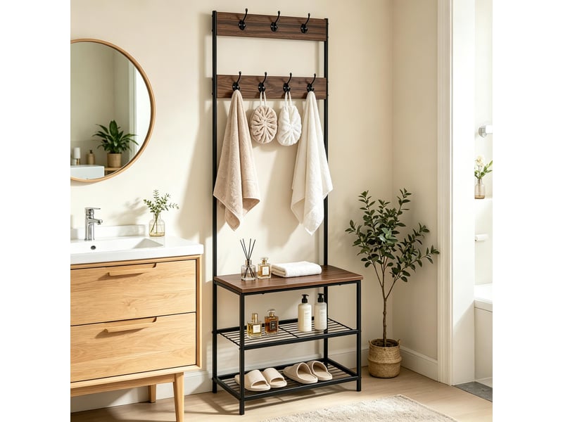 Porte-manteau moderne multifonction 3-en-1, rangement vêtements pour entrée - Conforama E
