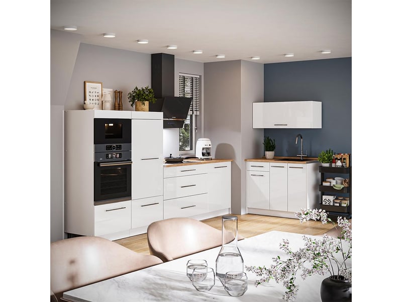  Vicco cuisine, blanc haute brillanceblanc, 380cm, pt marbre  - Conforama C
