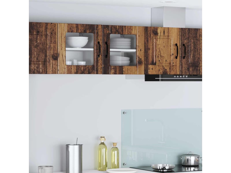 Meuble mural de cuisine, cabinet en verre mural 2 pc bois ancien bois d'ingénierie - Conforama B