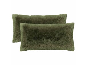 Lot de 2 coussins avec oreiller, coussins décoratifs heerlen vert fleece pv cf50640