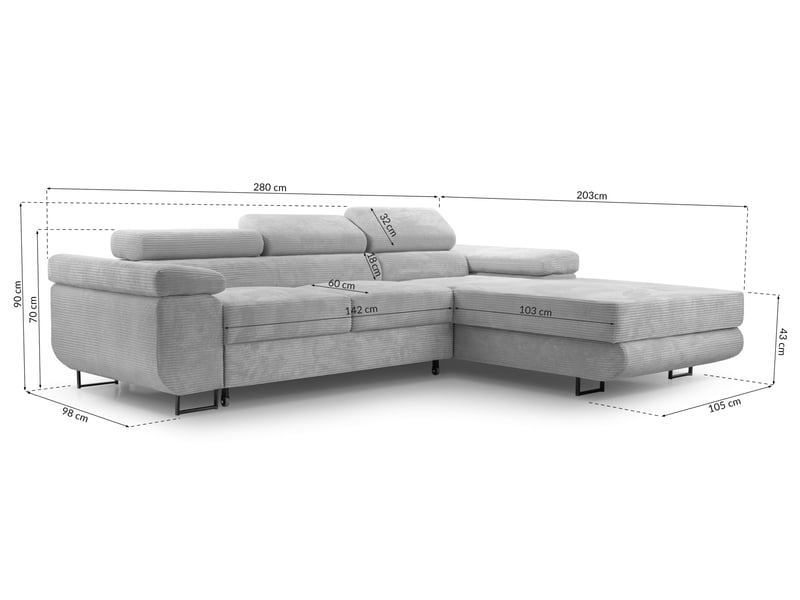  Canapé d’angle en velours côtelé arborio 280 rouge brique g Arborio - Conforama E