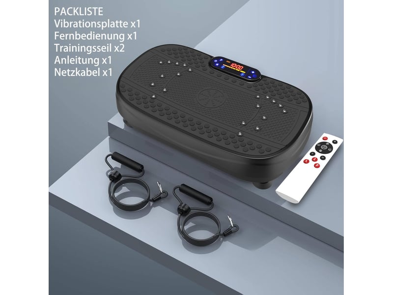  Plateforme vibrante d'entraînement 53 x 32 x 13 cm noire, abs, bandes de résistance, vitesse réglable  - Conforama D