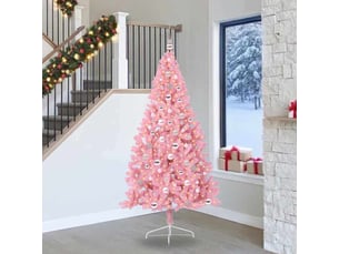 Sapin de noël - arbre de noël artificiel pré-éclairé rose 240 cm pvc