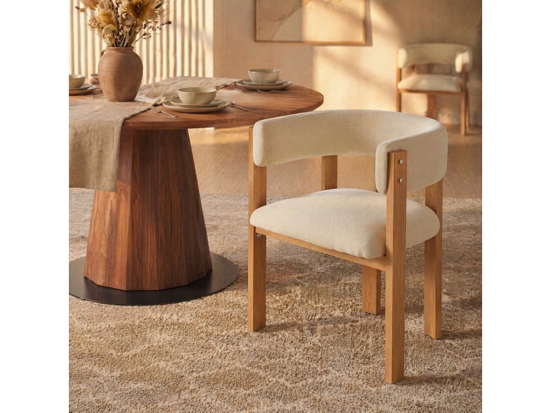  Chaises de salle à manger ergonomiques (4 pièces) avec rembourrage épais, pieds en fer stables et effet bois – respirantes, faciles à entretenir, chaises pour chambre, salle à manger et salon  - Conforama D