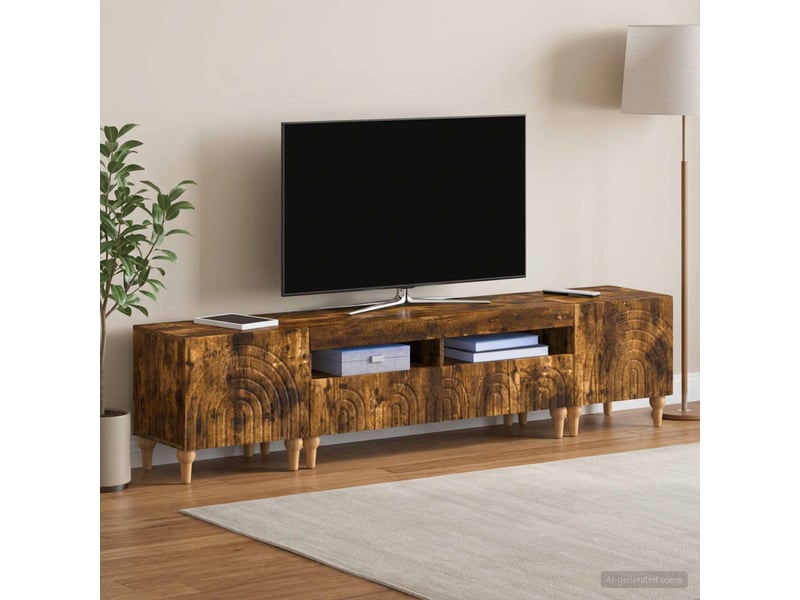 Ensemble de 3 meubles tv led chêne fumé bois d'ingénierie shl84725 - Conforama C