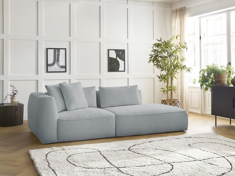  Bobochic canapé droit fixe 3 places leopold tissu texturé gris clair  accoudoir gauche LEOPOLD - Conforama D