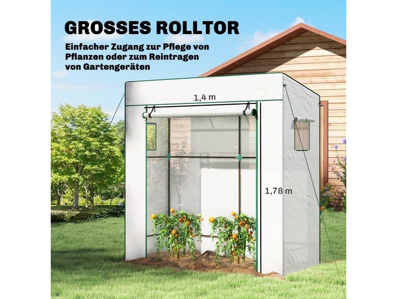  Serre de jardin 196x77x197 cm porte enroulable métal blanche  - Conforama D
