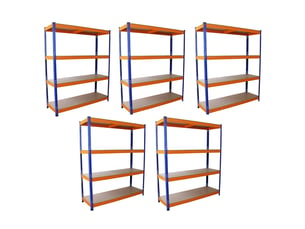 Monster racking – lot de 5 rayonnages en acier s-rax, etagères en mdf solide, assemblage sans boulons, 150cm x 50cm x 180cm