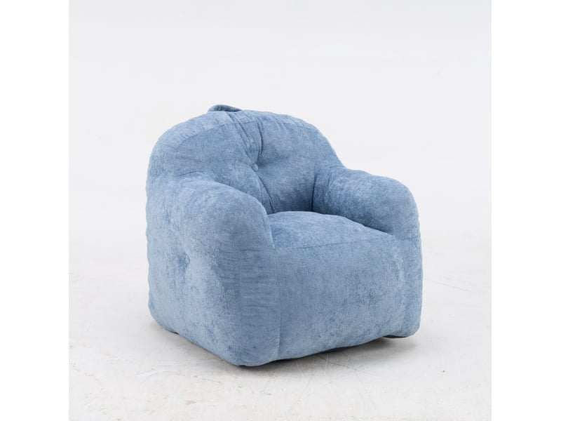 Fauteuil poire 95x95x79 cm avec accoudoirs et rembourrage en mousse bleu - Conforama A
