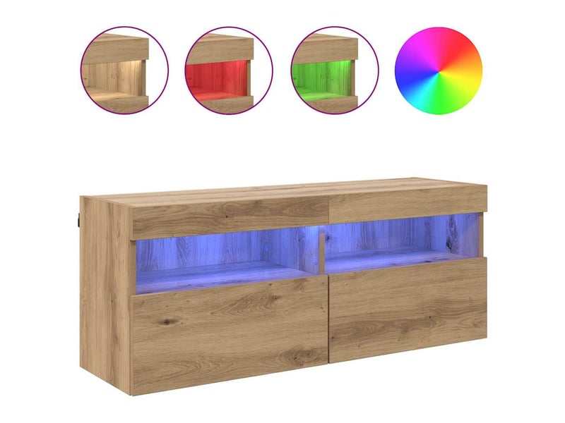  Meuble tv - banc tv - meuble de rangement mural 100 x 30 x 40 cm chêne artisanal  - Conforama D