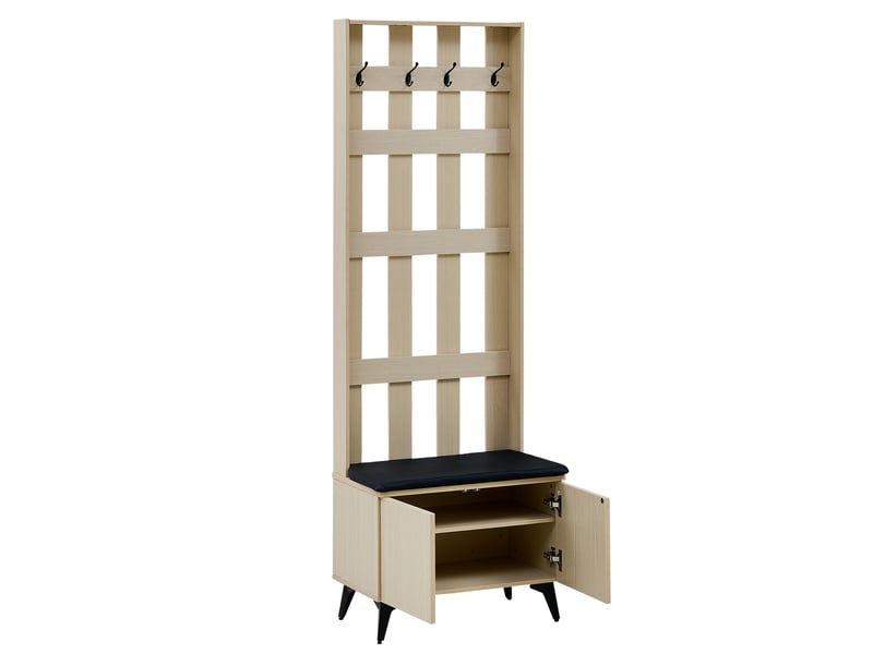  Vestiaire d'entrée portemanteau avec banc - 60x35x179.5cm - meuble à chaussures 2 portes - bois  - Conforama A