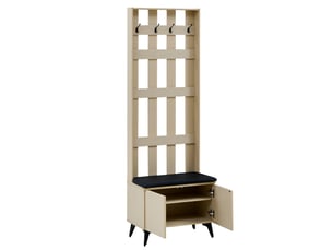 Vestiaire d'entrée portemanteau avec banc - 60x35x179.5cm - meuble à chaussures 2 portes - bois