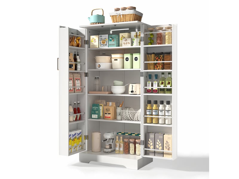 Buffet étroit 60x35x128 cm, meuble de rangement compact pour cuisine avec étagères modulaires - Conforama W