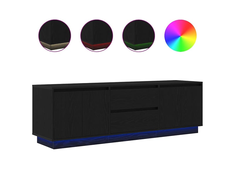  Meuble tv - banc tv - meuble de rangement avec lumières led chêne noir 160,5x41x50 cm  - Conforama A