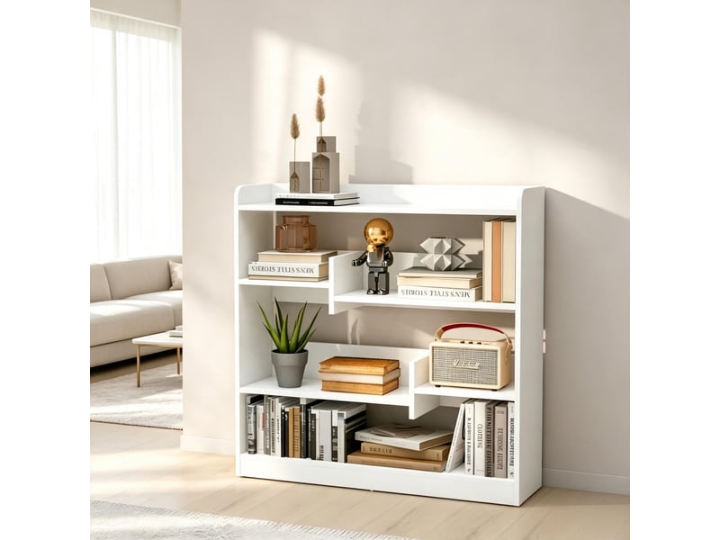  Bibliothèque 4 niveaux 2 étagères réglables blanc 90 x 24 x 91 cm T5828P561398 - Conforama B