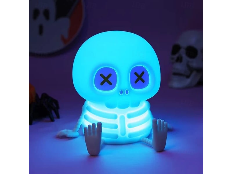  Veilleuse halloween crâne en silicone, lampe tactile 7 couleurs, rechargeable usb pour chambre d’enfant  - Conforama C