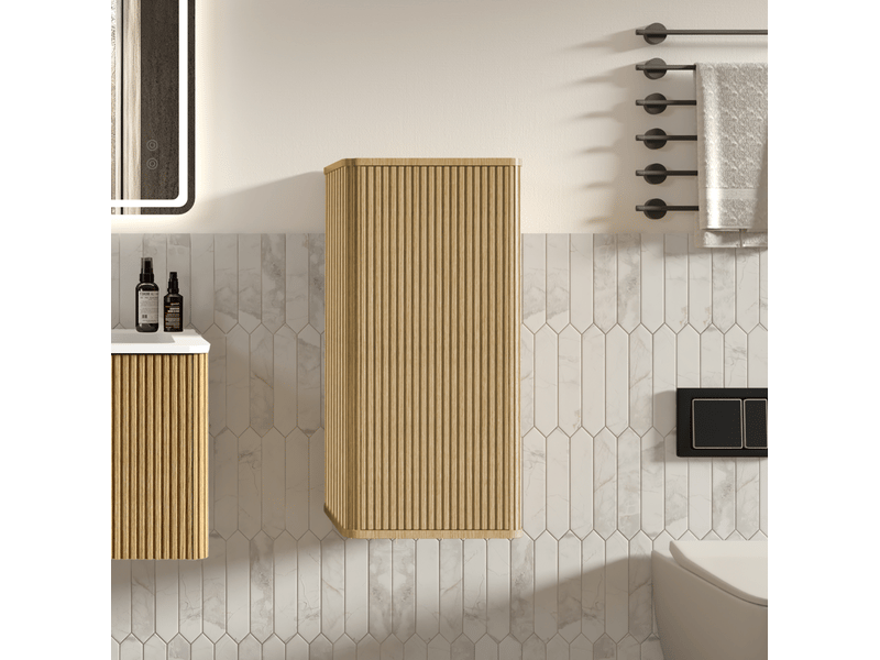  Ensemble lavabo suspendu avec colonne 61x46.5x37 cm coloris chêne  - Conforama E