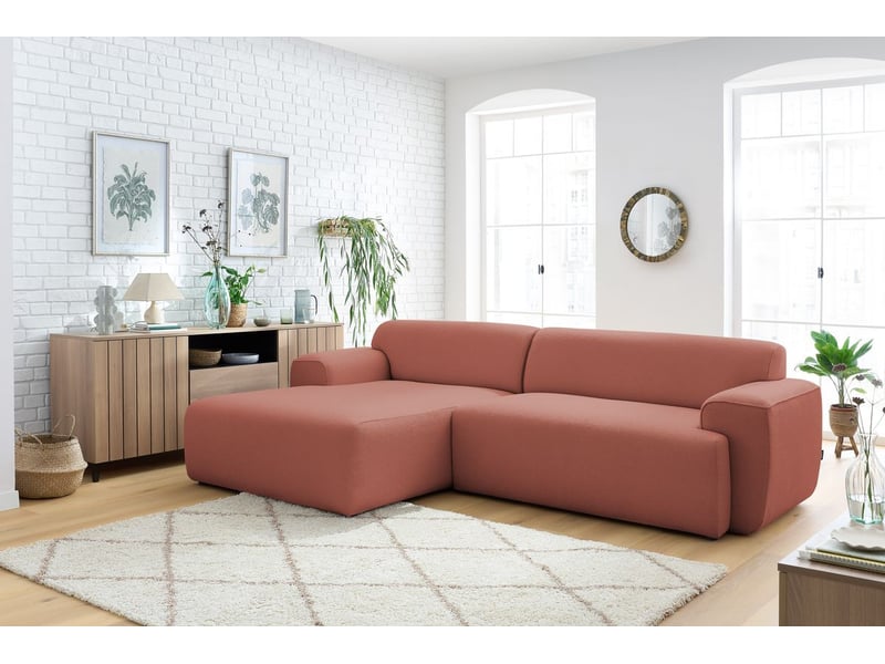 Bobochic canapé d'angle fixe marais rose angle gauche MARAIS - Conforama D
