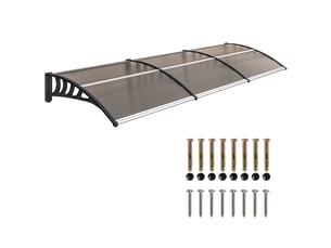 Auvent extérieur pour fenêtres et portes, en polycarbonate et aluminium, 303 x 100 x 26 cm - marron