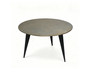 Table de salon ronde 80x80x50cm aluminium -doré+pieds noirs -4 pieds de soutien stable,surface spacieuse pour espace de vie