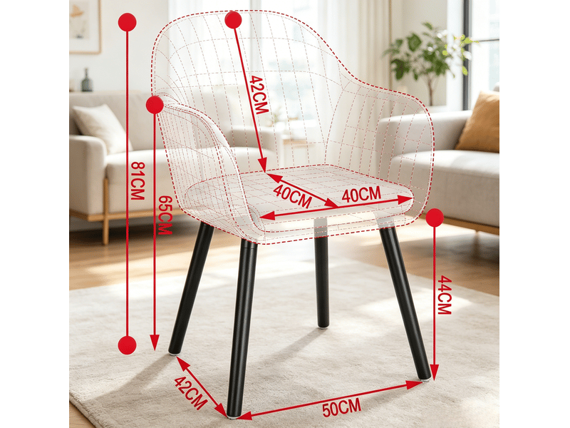  Lot de 2 chaises de salle à manger avec accoudoirs en velours gris clair  - Conforama E