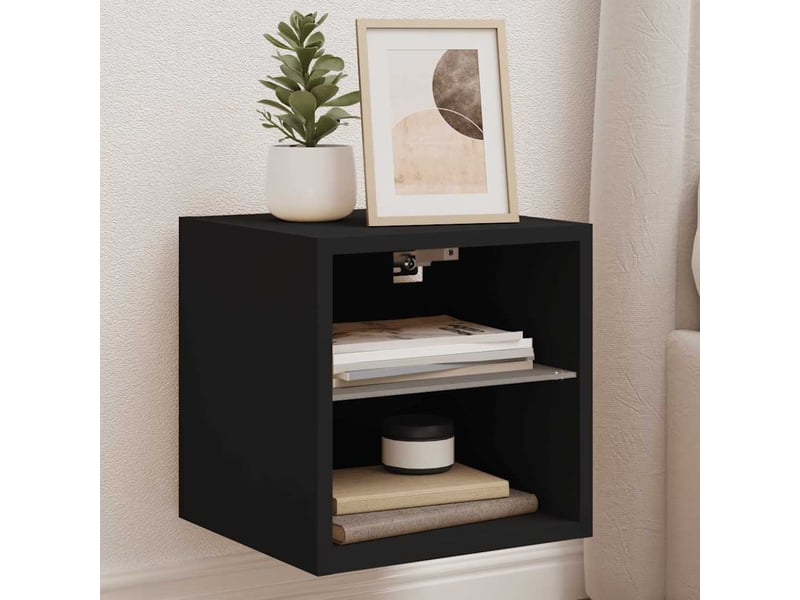  Meuble tv - banc tv - meuble de rangement mural avec lumières led noir 30x28,5x30 cm  - Conforama B