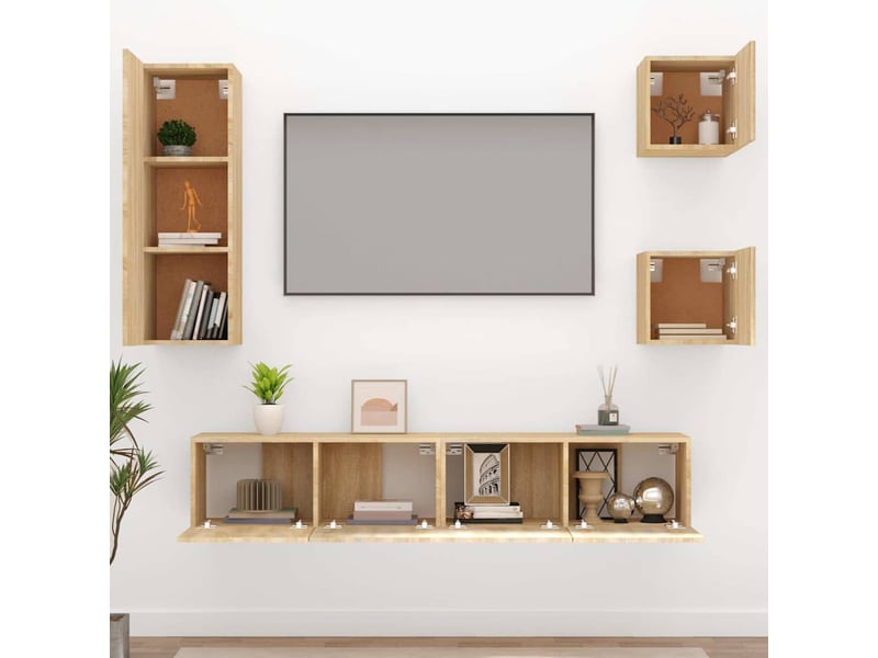  Ensemble de meubles tv 5 pcs chêne sonoma bois d'ingénierie shl81404  - Conforama C