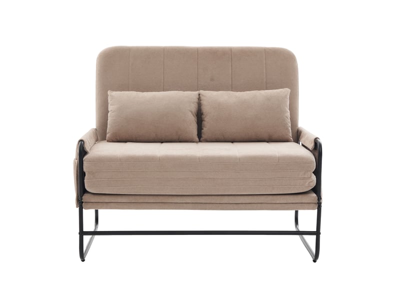  Canapé convertible 2 places - 104x85x92cm - banquette lit pliable dossier réglable tissu chenille et métal - rose  - Conforama A