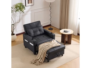 Fauteuil convertible  <strong>RAUMIO</strong> Cuir / Tissu noir