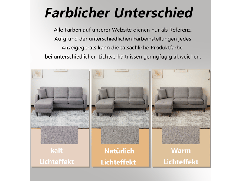 Canapé d'angle, canapé modulable, 166 x 118 x 77 cm, 3 places, en lin, pour intérieur, mobilier pour espace de vie  - Conforama W
